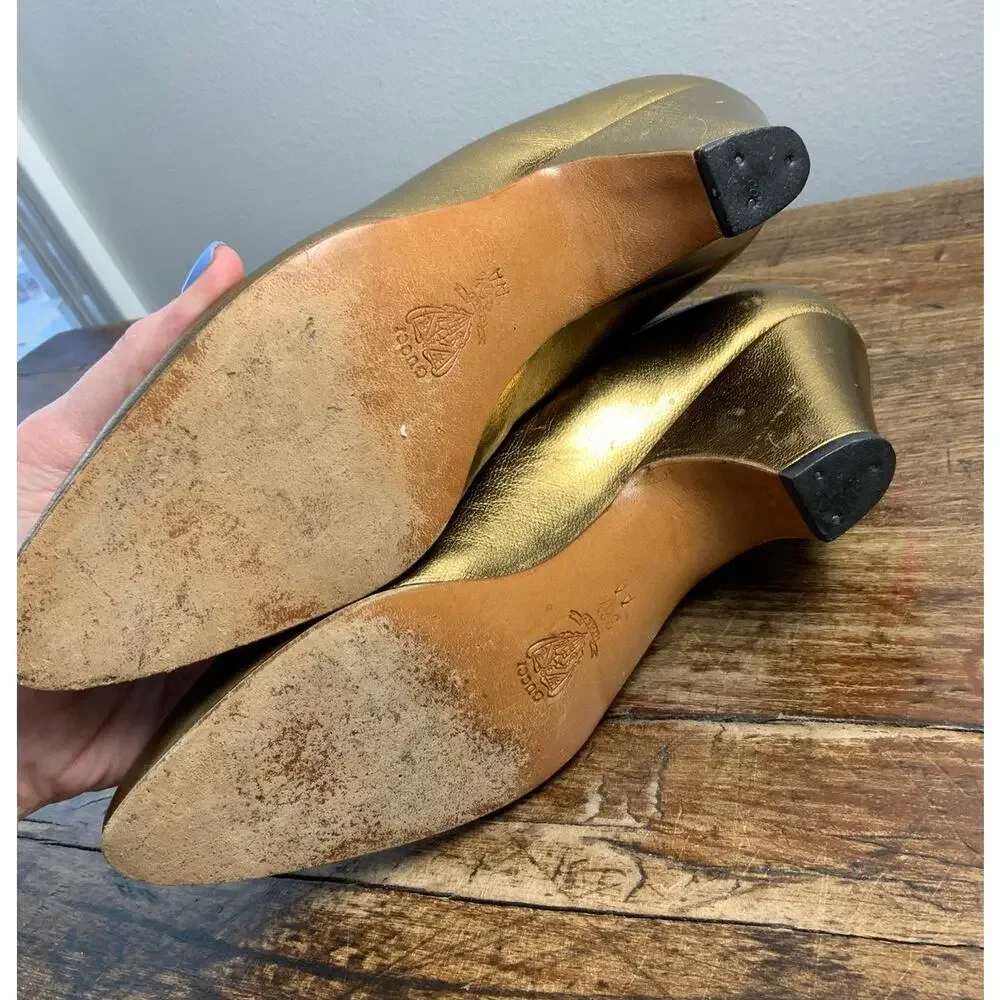 Gucci Vintage Gold pumps‎ size 36.5 AA